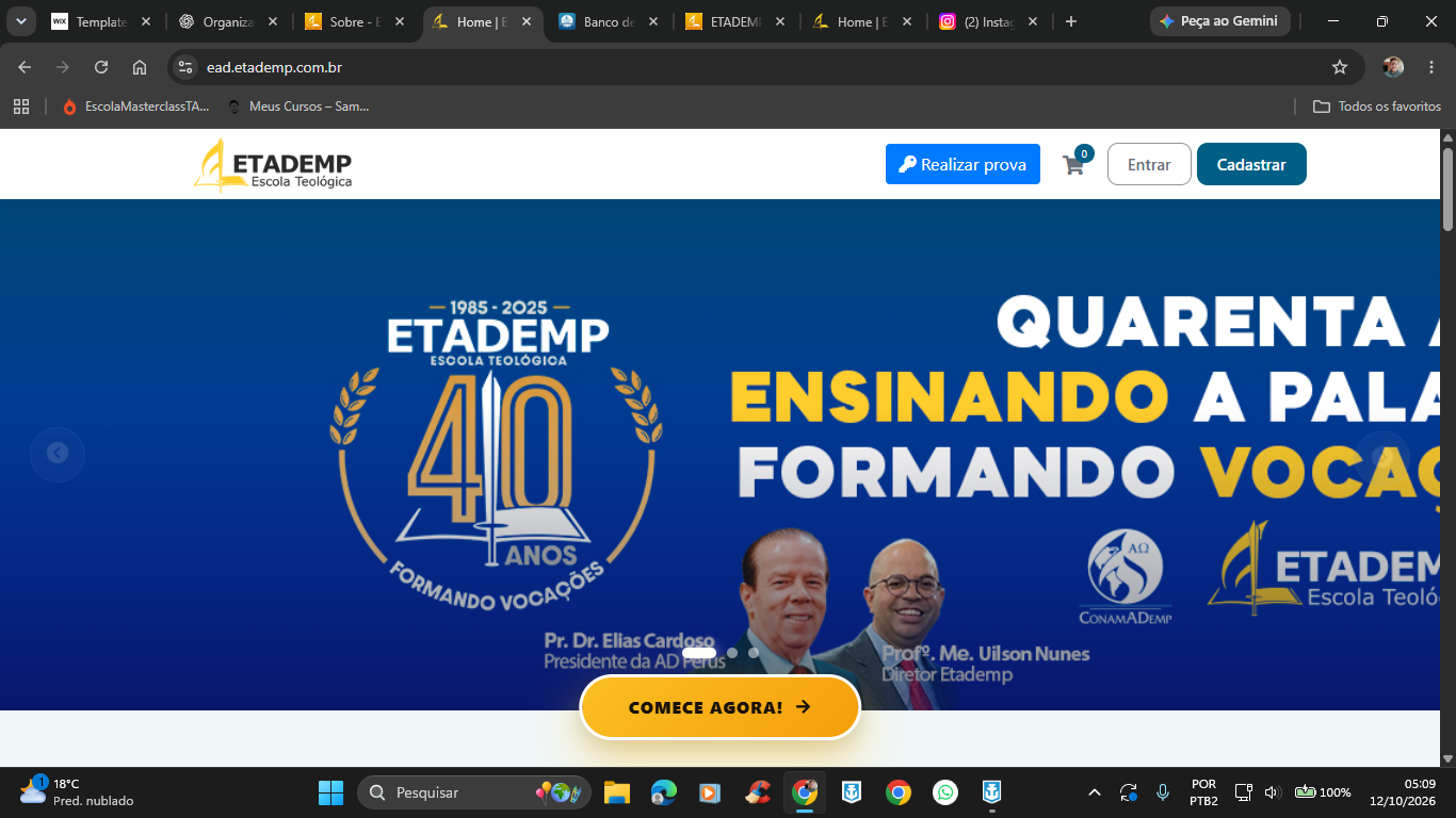 ETADEMP 40 anos, pastor Elias Cardoso e professor Uilson Nunes